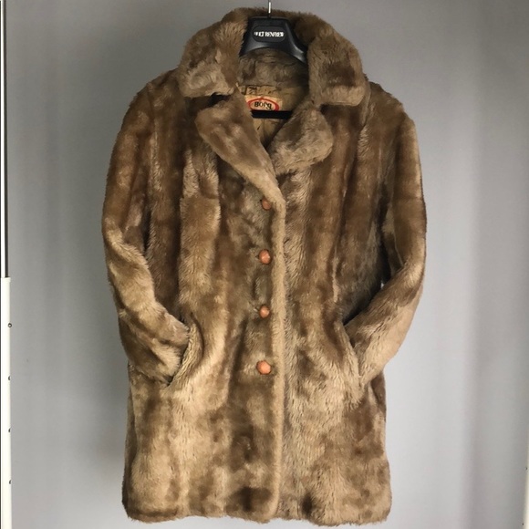 Vintage faux fur tan coat - Picture 1 of 12